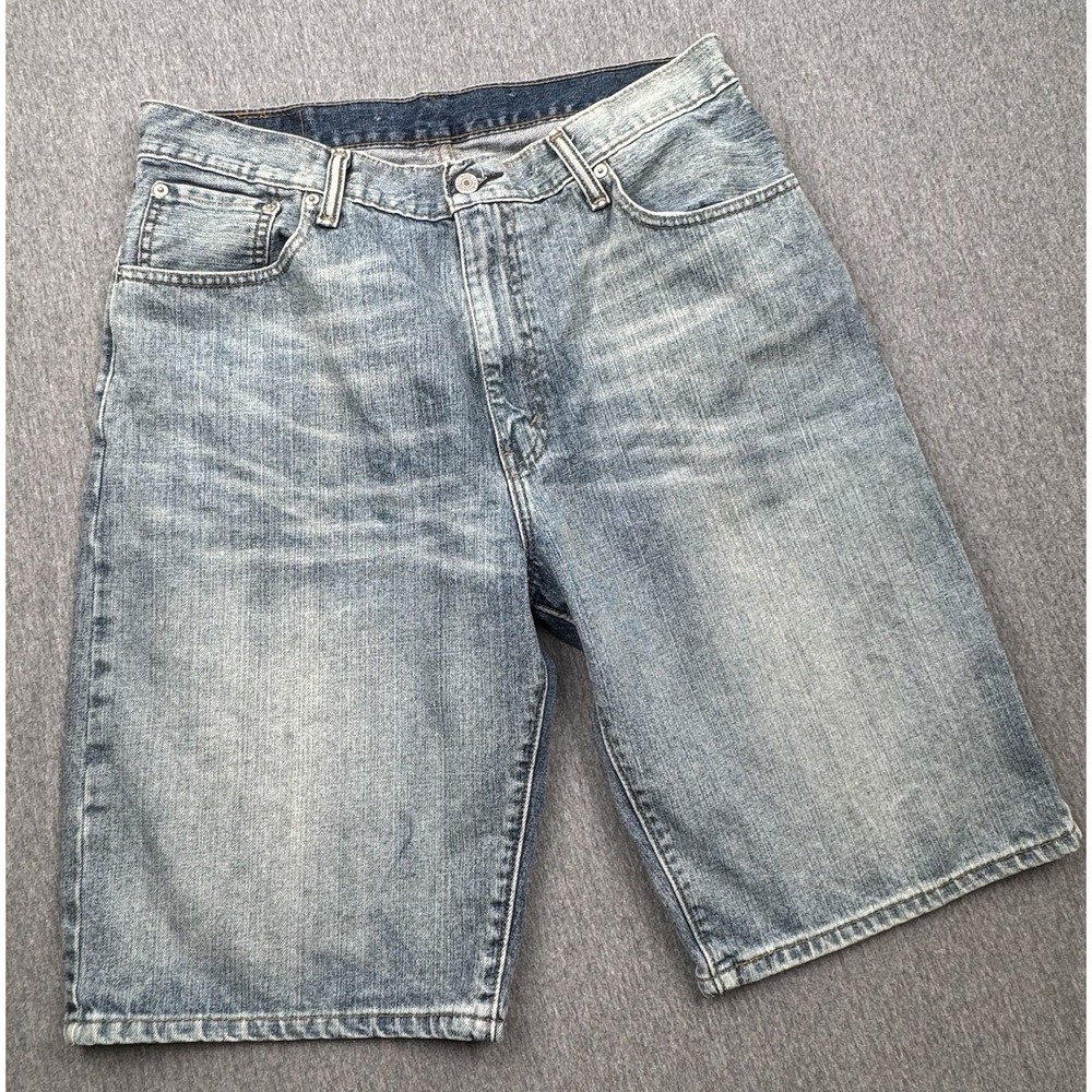 Levi's 569 Denim Shorts Mens Blue Cotton Relaxed Sz 34 Baggy Jorts Y2K Whisker